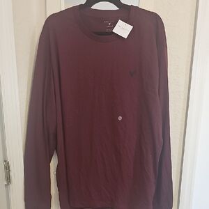 American Eagle Outfitters Burgundy Long Sleeve Shirt